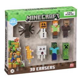 MINECRAFT 3D ERASERS - 8 PACK DELUXE BOX VER.B |  Techbox