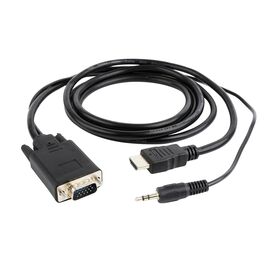 Gembird A-HDMI-VGA-03-10 video cable adapter 3 m HDMI + 3.5mm VGA (D-Sub) Black - Adaptors & Plugs - Cables & Adapters - Techbox