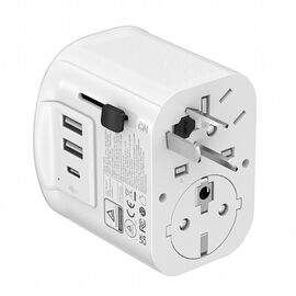 Gembird TPA-EU2A1C15-01-W Grounded universal travel power adapter, 15 W, white - Adaptors & Plugs - Cables & Adapters - Techbox