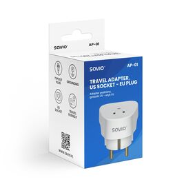 SAVIO AP-01 Travel Adapter, US socket – EU plug | Techbox