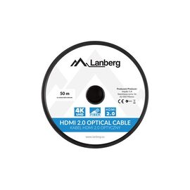 Lanberg CA-HDMI-20FB-0500-BK optical cable HDMI M/M 50m v2.0 4K AOC - Monitor Cables - Cables & Adapters - Techbox