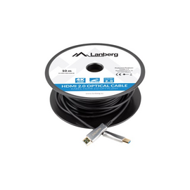 LANBERG HDMI CABLE M/M V2.0 10M OPTICAL AOC BLACK CA-HDMI-20FB-0100-BK | Techbox