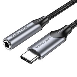 Vention USB-C Male to 3.5MM Earphone Jack With DAC Adapter 0.1M Gray Aluminum Alloy Type | Techbox