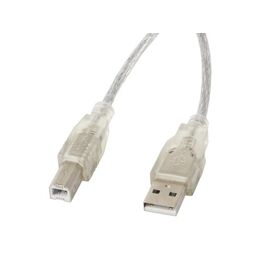 Lanberg CA-USBA-12CC-0030-TR USB cable USB 2.0 3 m USB B Transparent - USB Cables - Cables & Adapters - Techbox