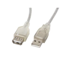 Lanberg CA-USBE-12CC-0018-TR USB cable 1.8 m USB 2.0 USB A Transparent - USB Cables - Cables & Adapters - Techbox