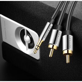 Vention 3.5mm Male to 2RCA Male Audio Cable 1M Black Metal Type | Techbox