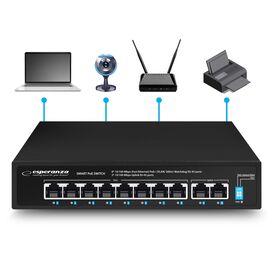 Esperanza ENS106 10-port Poe Switch 10/100 96W | Techbox