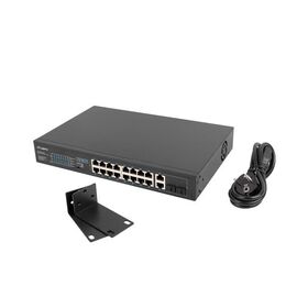 Lanberg Switch rack 19" POE+ 16x 100MB /2X COMBO  GIGABIT ETHERNET 250W | Techbox