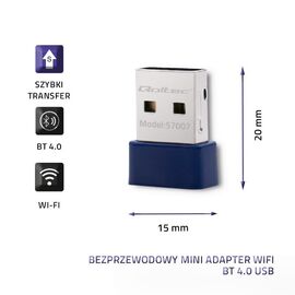 Qoltec 57007 Wireless Mini Bluetooth USB WiFi Adapter | Techbox