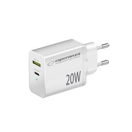 Esperanza EZC105W mains charger 20W White - Travel Chargers - Smartphone Chargers - Techbox