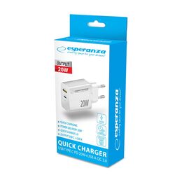 Esperanza EZC105W mains charger 20W White - Travel Chargers - Smartphone Chargers - Techbox