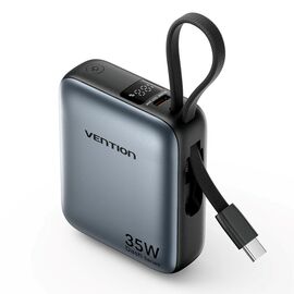 Vention 10000mAh 35W - power bank with USB-C cable (grey) - Powerbanks - Smartphone Chargers - Techbox