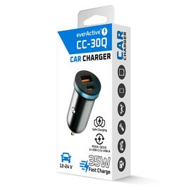 Car charger everActive CC-30Q USB + USB-C QC 3.0 PD 35W - Travel Chargers - Smartphone Chargers - Techbox