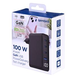 Gembird TA-UC-PDQC100LCD-01-BK mobile device charger Laptop, Smartphone Black AC Fast charging Indoor | Techbox
