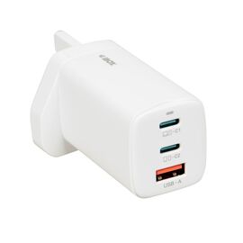 iBOX C-65 White, GaN 65W universal charger UK plug - Travel Chargers - Smartphone Chargers - Techbox