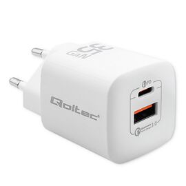 Qoltec 50763 mobile device charger Laptop, Portable gaming console, Power bank, Smartphone, Smartwatch, Tablet White AC Fast charging Indoor | Techbox