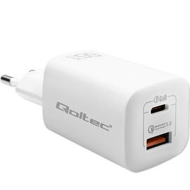 Qoltec 50765 mobile device charger Laptop, Portable gaming console, Power bank, Smartphone, Smartwatch, Tablet White AC Fast charging Indoor | Techbox