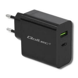 Qoltec 51717 Charger | 45W | 5-20V | 2.25-3A | USB type C PD | USB | Black - Travel Chargers - Smartphone Chargers - Techbox