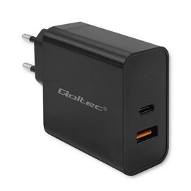 Qoltec 52380 Super Quick PD Charger | 1xUSB-C | 1xUSB | 65W | 5-20V | 1.5-3.25A | Black | Techbox