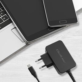 Qoltec 52386 GaN POWER PRO charger | 1xUSB-C | 65W | 5-20V | 3-3.25A | Black | Techbox