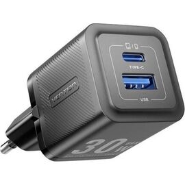 Vention Charger 1x USB-A 1x USB-C GaN 30W | Techbox