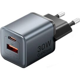 Vention Charger 1x USB-A 1x USB-C GaN 30W BLACK - Travel Chargers - Smartphone Chargers - Techbox