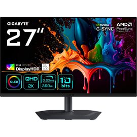 GIGABYTE MO27Q3 27” OLED QHD Gaming Monitor - 2560 x 1440, 360Hz, 0.03ms, 250 cd/m², G-Sync Compatible, FreeSync Premium Pro, Display HDR True Black 400, HDMI 2.1, Displayport 1.4 - Monitors - Monitors & Mounts - Techbox