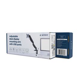 Gembird MA-DA1U-01 Adjustable desk display mounting arm with USB ports, 17”-32”, black | Techbox