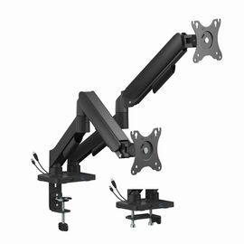 Gembird MA-DA2U-01 Adjustable desk 2-display mounting arm with USB ports, 17”-32”, black - Stands & Accessories - Monitors & Mounts - Techbox