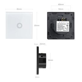 Touch-sensitive light switch MACLEAN Energy MCE702W single, glass, with round button White | Techbox