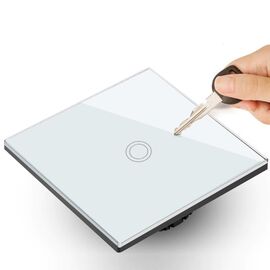 Touch-sensitive light switch MACLEAN Energy MCE702W single, glass, with round button White | Techbox
