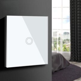 Touch-sensitive light switch MACLEAN Energy MCE702W single, glass, with round button White | Techbox