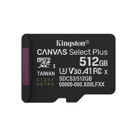 Kingston Technology 512GB microSDXC Canvas Select Plus Gen3 150MB/s A1 Card + Adapter - Memory Cards - Smartphones - Techbox