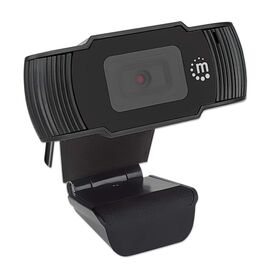 Manhattan USB Webcam, Two Megapixels (Clearance Pricing), 1080p Full HD, USB-A, Integrated Microphone, Adjustable Clip Base, 30 frame per second, Black, Three Year Warranty, Box | Techbox