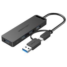 Vention 4-Port USB 3.0 Hub with USB-C & USB 3.0 2-in-1 Interface and Power Supply 0.15M ABS Type - USB Hubs & Card Readers - Peripherals - Techbox