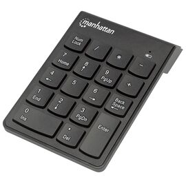 Manhattan Numeric Keypad, Wireless (2.4GHz), USB-A Micro Receiver, 18 Full Size Keys, Black, Membrane Key Switches, Auto Power Management, Range 10m, AAA Battery (included), Windows and Mac, Three Year Warranty, Blister | Techbox
