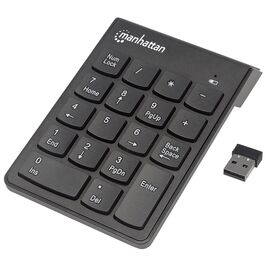 Manhattan Numeric Keypad, Wireless (2.4GHz), USB-A Micro Receiver, 18 Full Size Keys, Black, Membrane Key Switches, Auto Power Management, Range 10m, AAA Battery (included), Windows and Mac, Three Year Warranty, Blister | Techbox