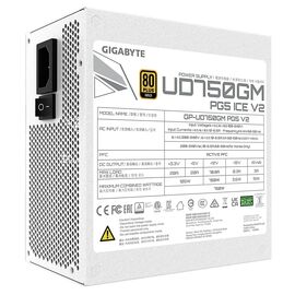 GIGABYTE UD750GM PG5 V2 ICE Power Supply Unit- PCIe Gen 5.1, 80 PLUS Gold, Fully Modular Design, 120mm Fan, ATX 3.1 compatible, EU Plug | Techbox