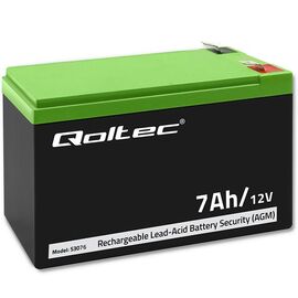 Qoltec 53076 AGM battery | 12V | 7Ah | max. 105A | Security | Techbox