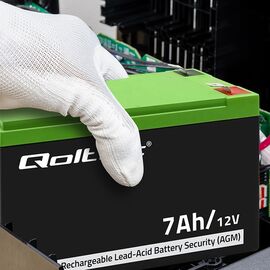 Qoltec 53076 AGM battery | 12V | 7Ah | max. 105A | Security | Techbox