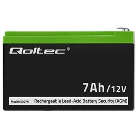 Qoltec 53076 AGM battery | 12V | 7Ah | max. 105A | Security | Techbox