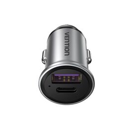 Vention Two-Port USB A+A(30+30) Car Charger Gray Mini Style Aluminium Alloy Type | Techbox