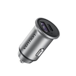 Vention Two-Port USB A+A(30+30) Car Charger Gray Mini Style Aluminium Alloy Type | Techbox