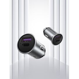 Vention Two-Port USB A+A(30+30) Car Charger Gray Mini Style Aluminium Alloy Type | Techbox