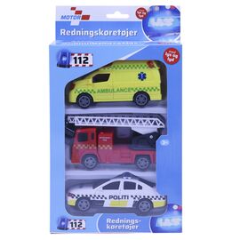 Motor 112 - Pullback Rescue Vehicles w.light & sound (3 pcs) (I-1600006) / Toys