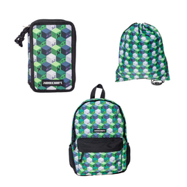 Minecraft – Backpack 38x28x13 cm + Drawstring Gym Bag 35x45 cm + Filled Double Decker (bundle) / Toys