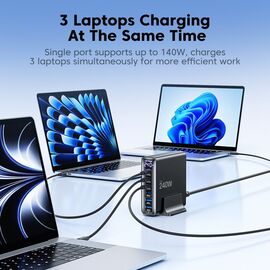 Tech-Protect DC240W-GaN Charging Station 6 Ports 4 x USB-C 2 x USB-A 240W QC3.0 - Black