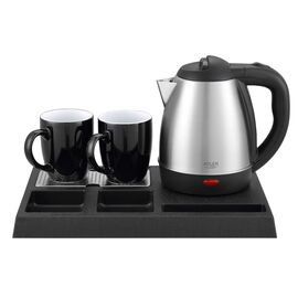 Adler AD 1354 Hotel kettle stainless steel 1.2 L + tray with cups black, steel | Techbox