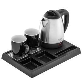 Adler AD 1354 Hotel kettle stainless steel 1.2 L + tray with cups black, steel | Techbox