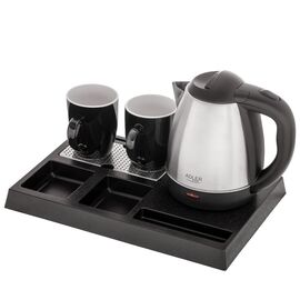 Adler AD 1354 Hotel kettle stainless steel 1.2 L + tray with cups black, steel | Techbox